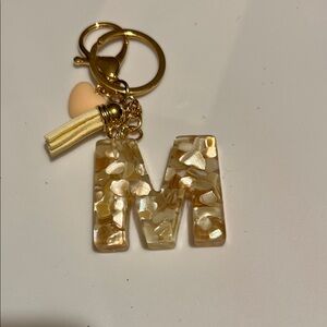 Gold and Cream Keychain with Tassel
